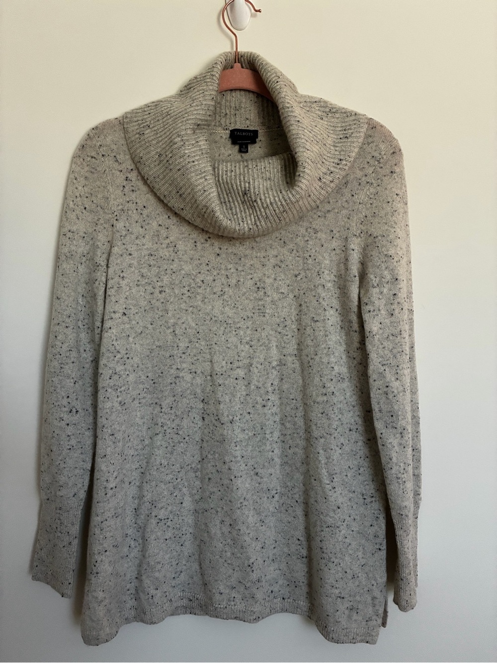 Talbots Cream Speckled Cowl-Neck Sweater Cashmere size small